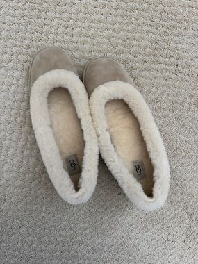 UGG Suede Shearling-Trim Slippers - Sand